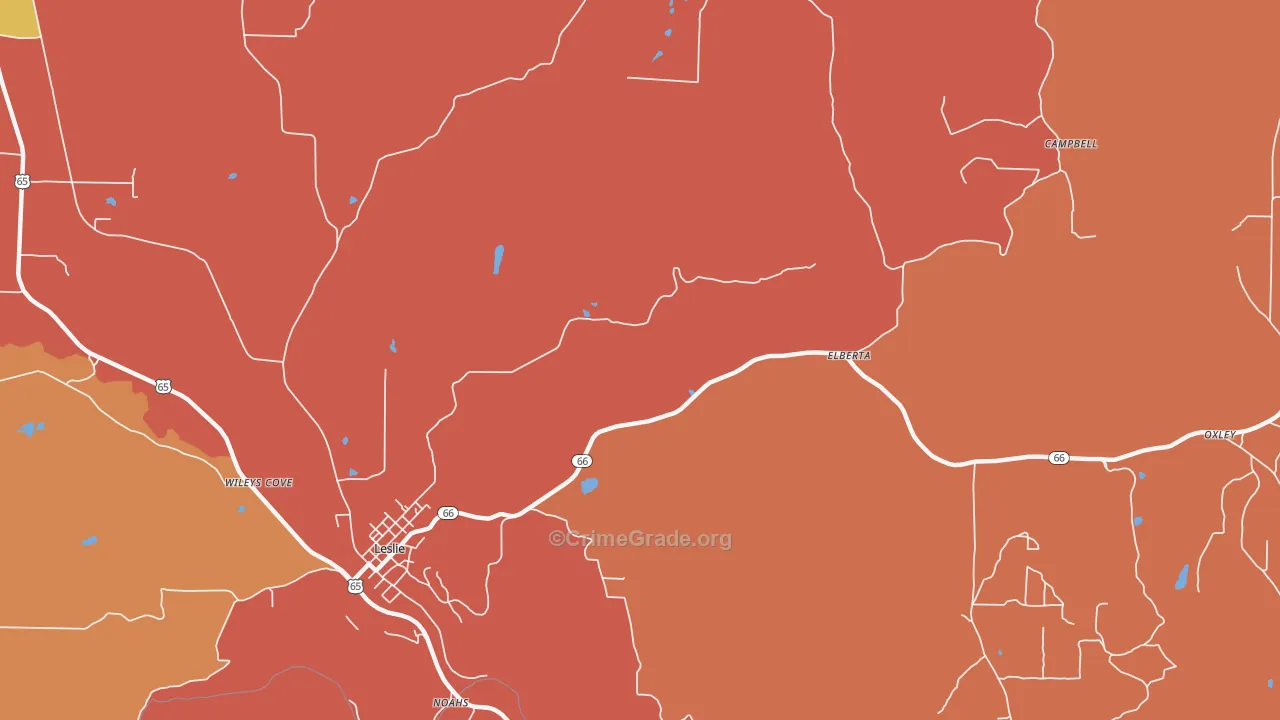 Elberta, AR Map of Burglary Rates