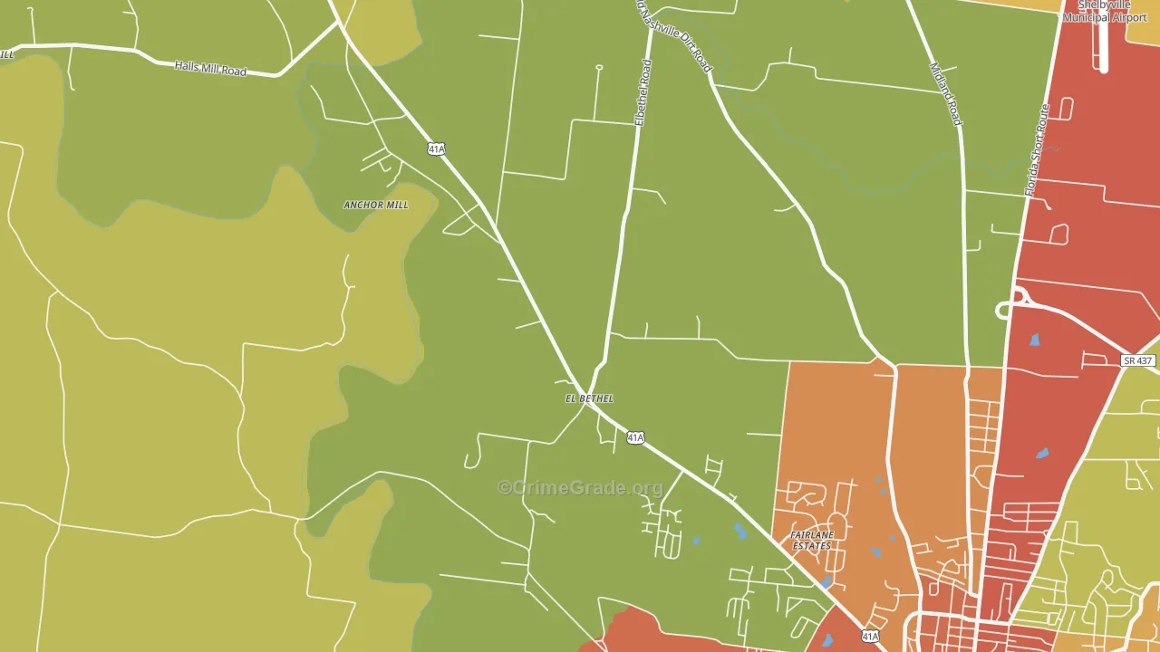 Elbethel, TN Map of Burglary Rates