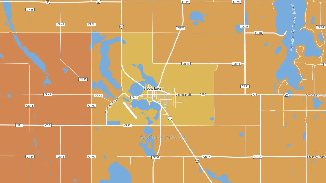 Elbow Lake, MN Map of Burglary Rates