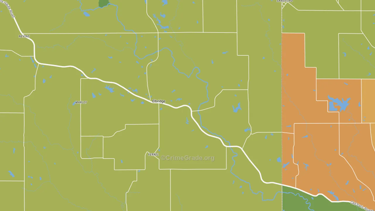 Elbridge, IL Map of Burglary Rates