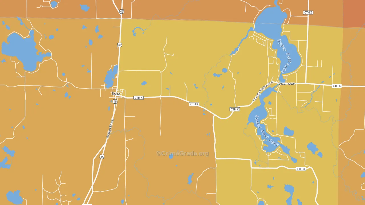 Elcho, WI Map of Burglary Rates