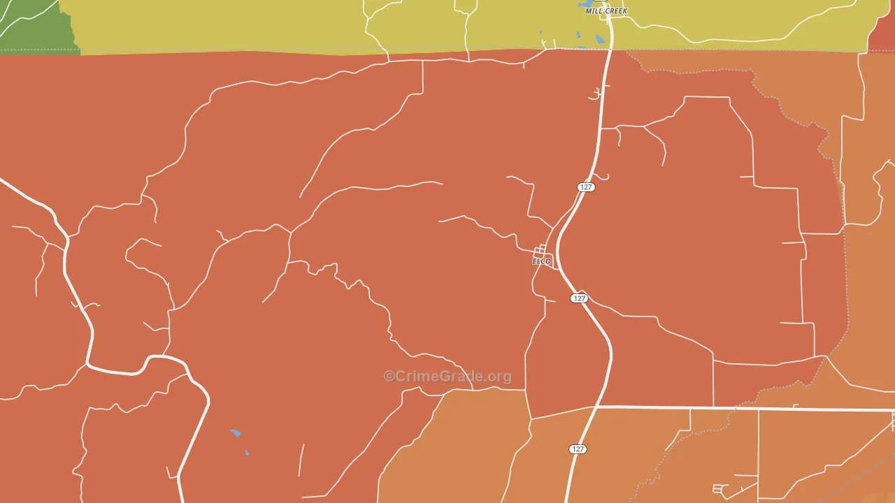 Elco, IL Map of Burglary Rates