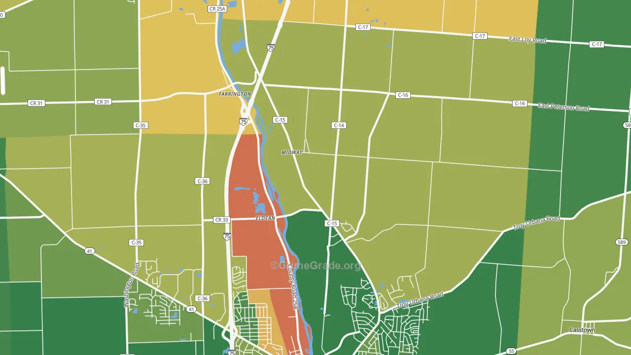 Eldean, OH Map of Burglary Rates