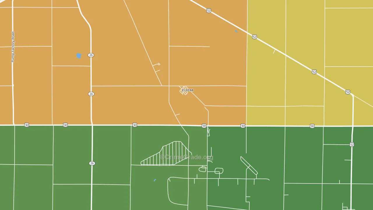 Eldena, IL Map of Burglary Rates