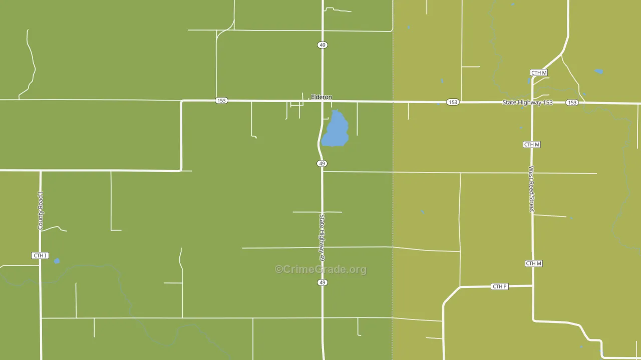 Elderon, WI Map of Burglary Rates