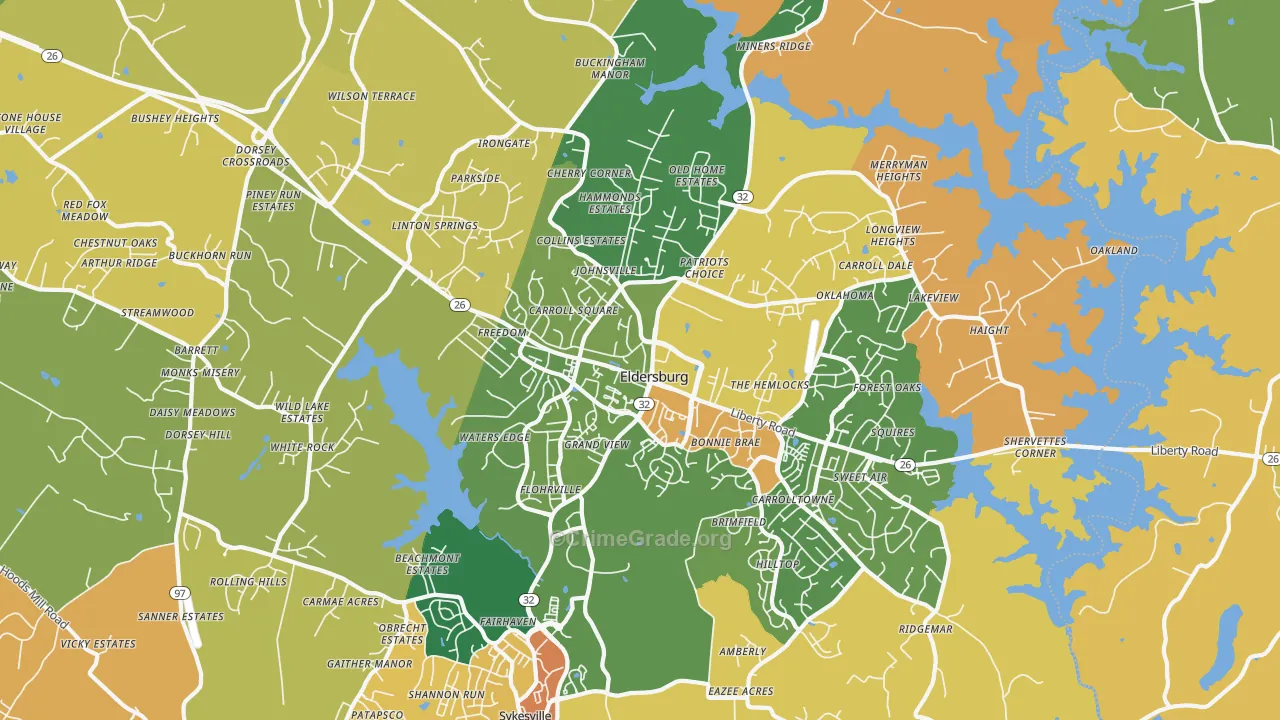 Eldersburg, MD Map of Burglary Rates