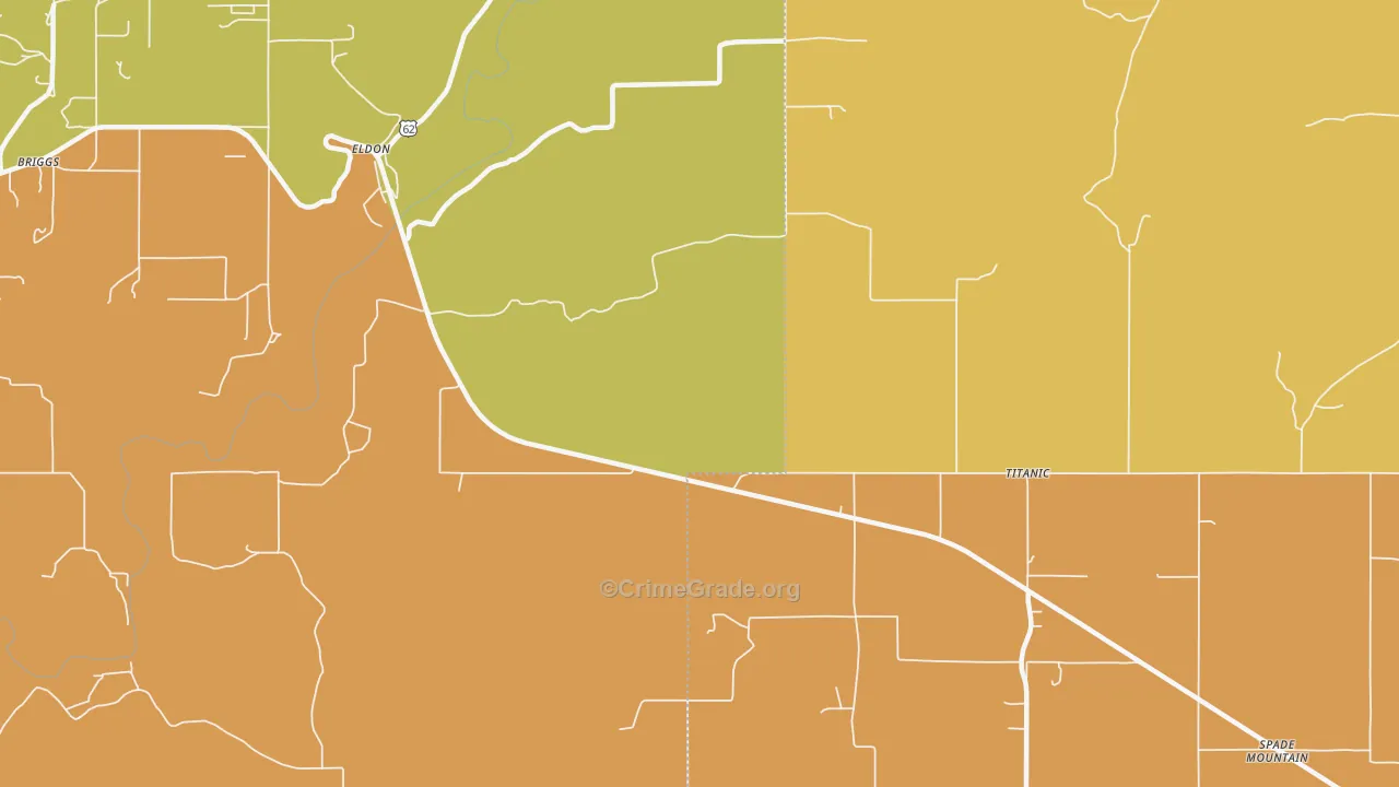 Eldon, OK Map of Burglary Rates