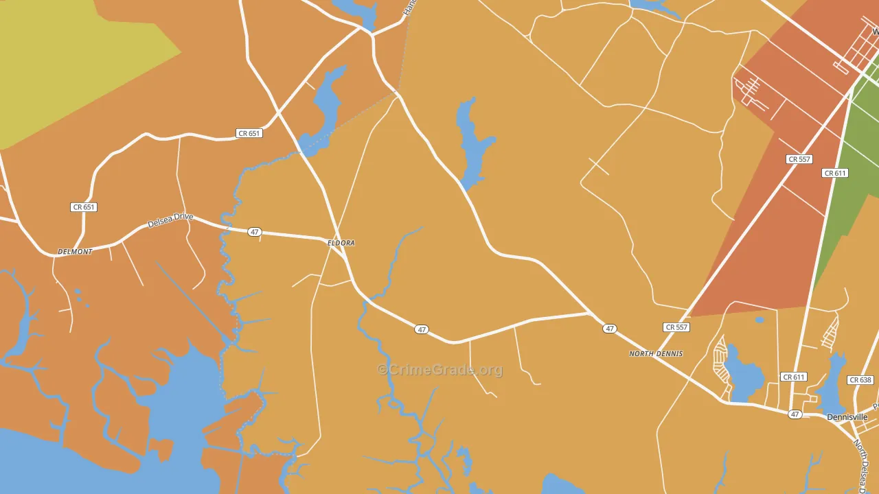 Eldora, NJ Map of Burglary Rates