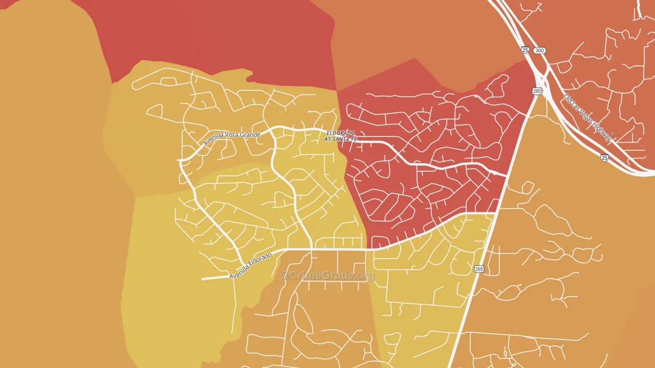 Eldorado at Santa Fe, NM Map of Burglary Rates