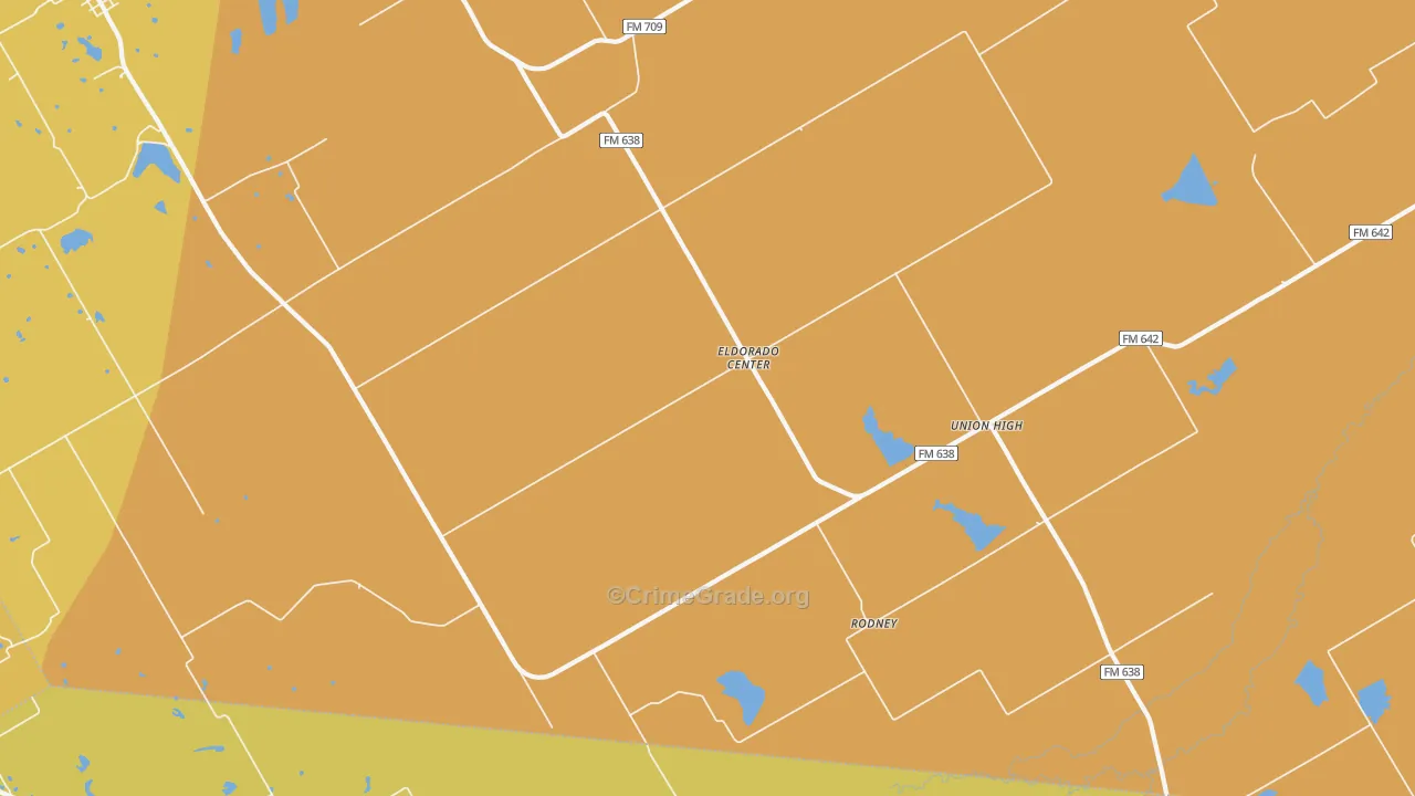 Eldorado Center, TX Map of Burglary Rates