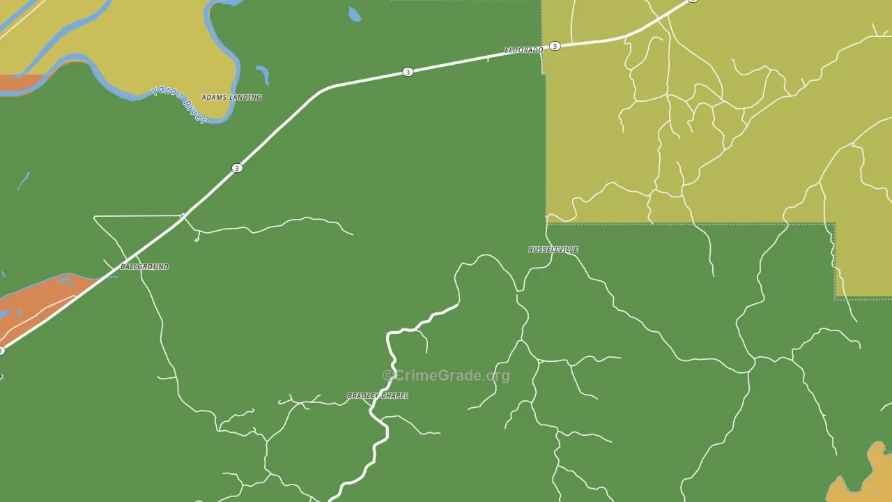 Eldorado, MS Map of Burglary Rates