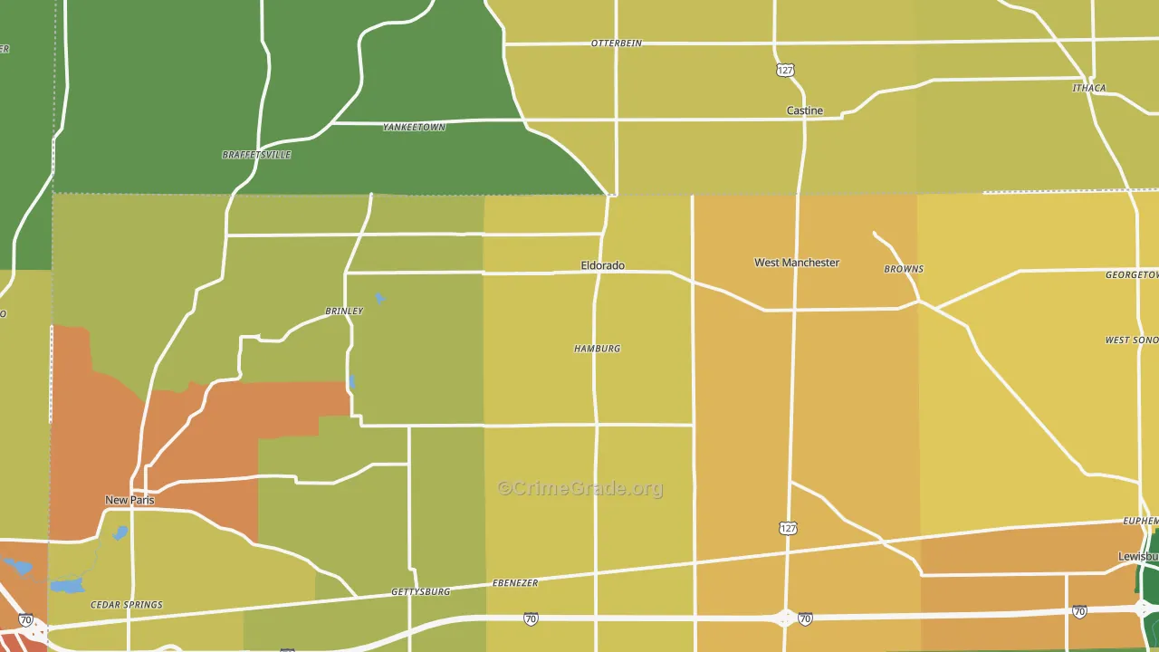Eldorado, OH Map of Burglary Rates