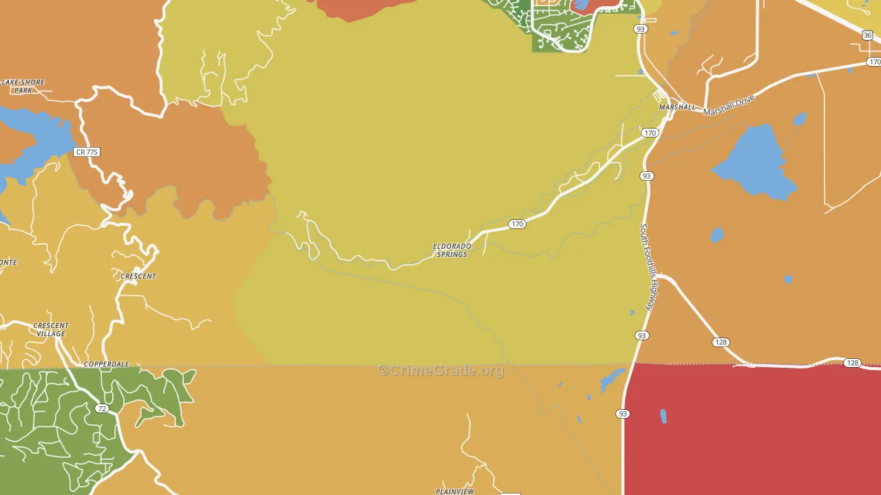 Eldorado Springs, CO Map of Burglary Rates