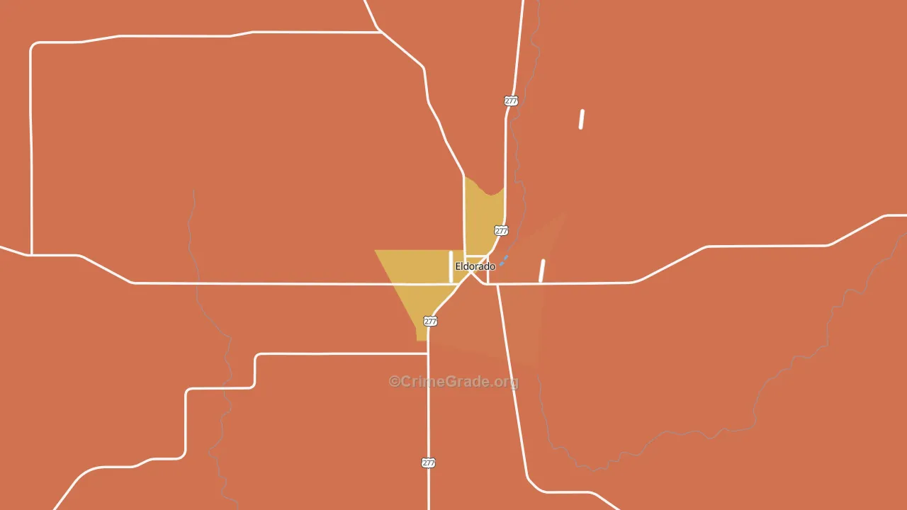 Eldorado, TX Map of Burglary Rates