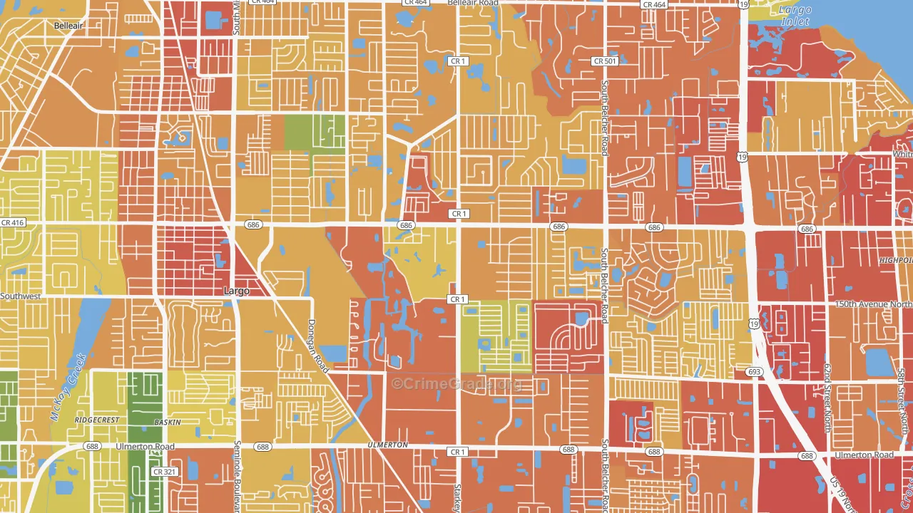 Eldorado Village, Largo, FL Map of Burglary Rates