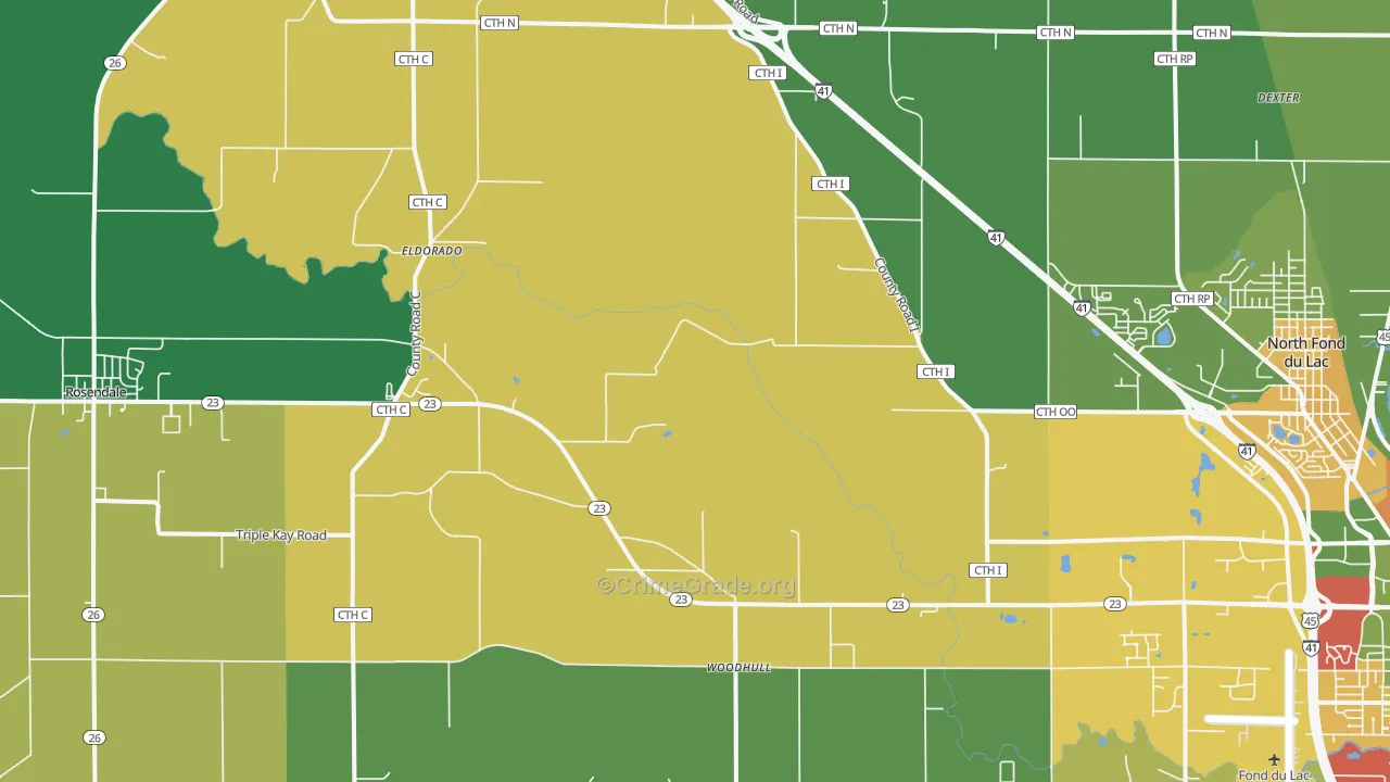 Eldorado, WI Map of Burglary Rates