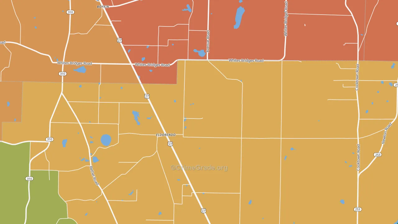 Eldorendo, GA Map of Burglary Rates