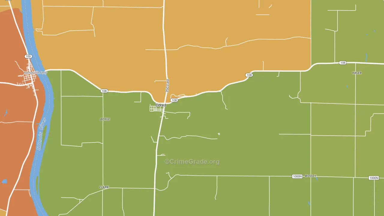 Eldred, IL Map of Burglary Rates