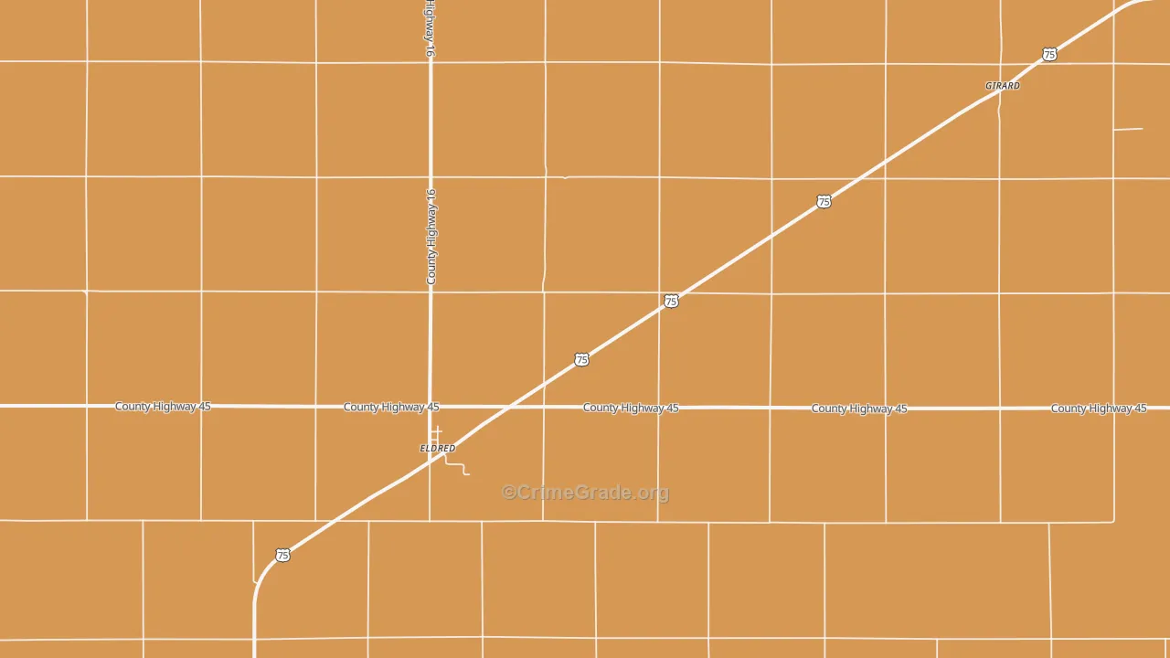 Eldred, MN Map of Burglary Rates