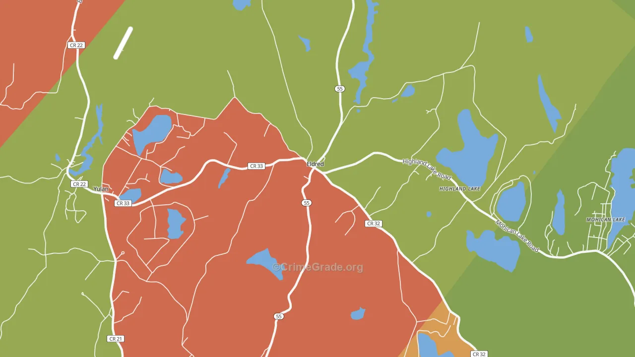 Eldred, NY Map of Burglary Rates