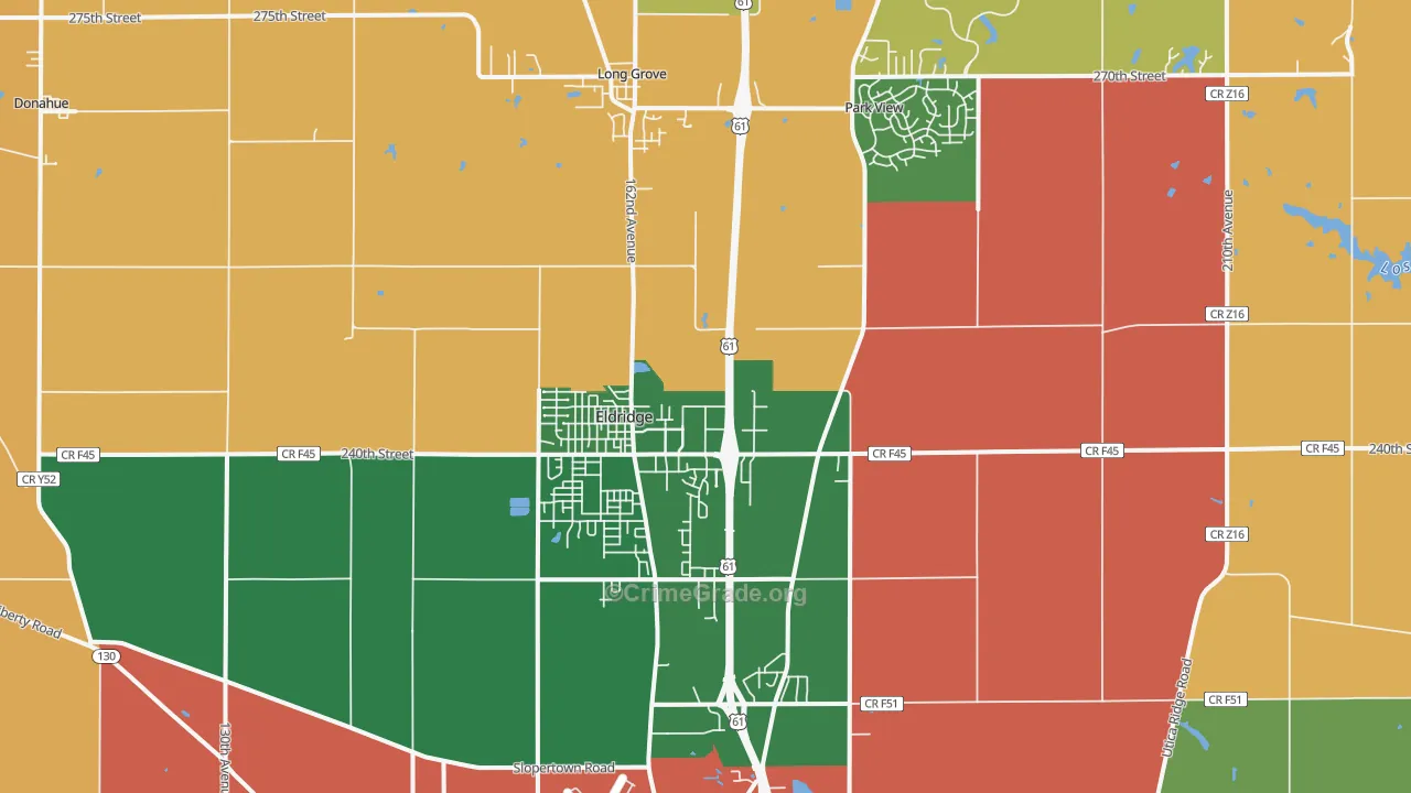 Eldridge, IA Map of Burglary Rates
