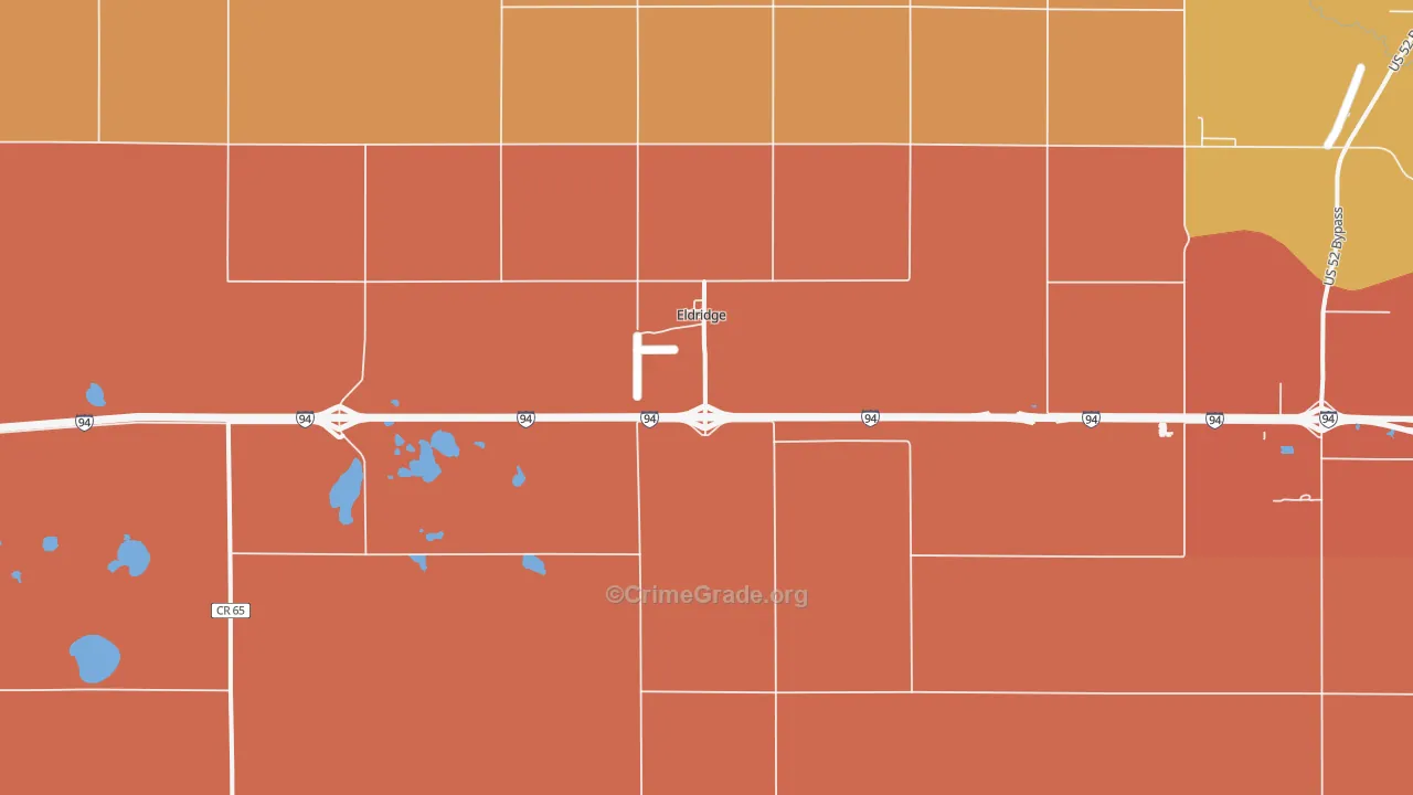 Eldridge, ND Map of Burglary Rates