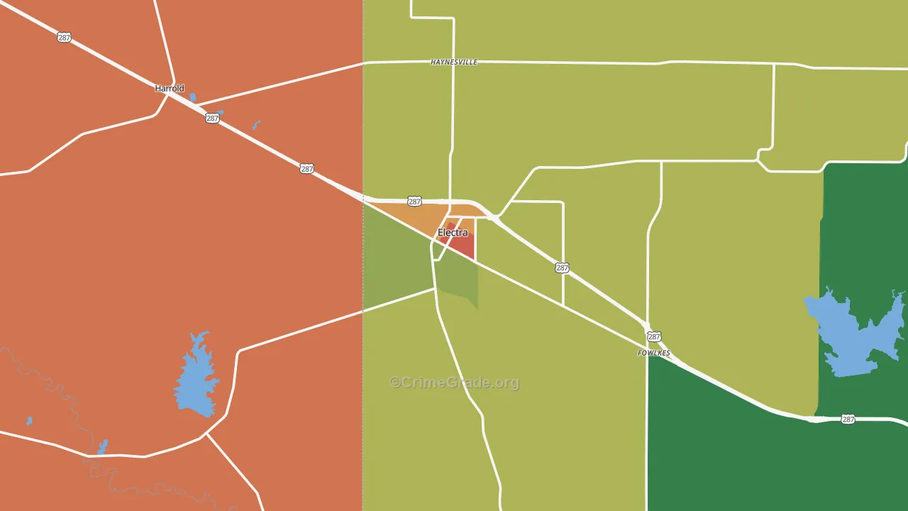 Electra, TX Map of Burglary Rates