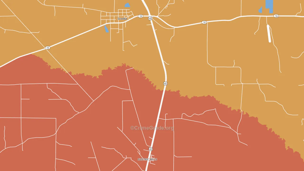 Electric Mills, MS Map of Burglary Rates