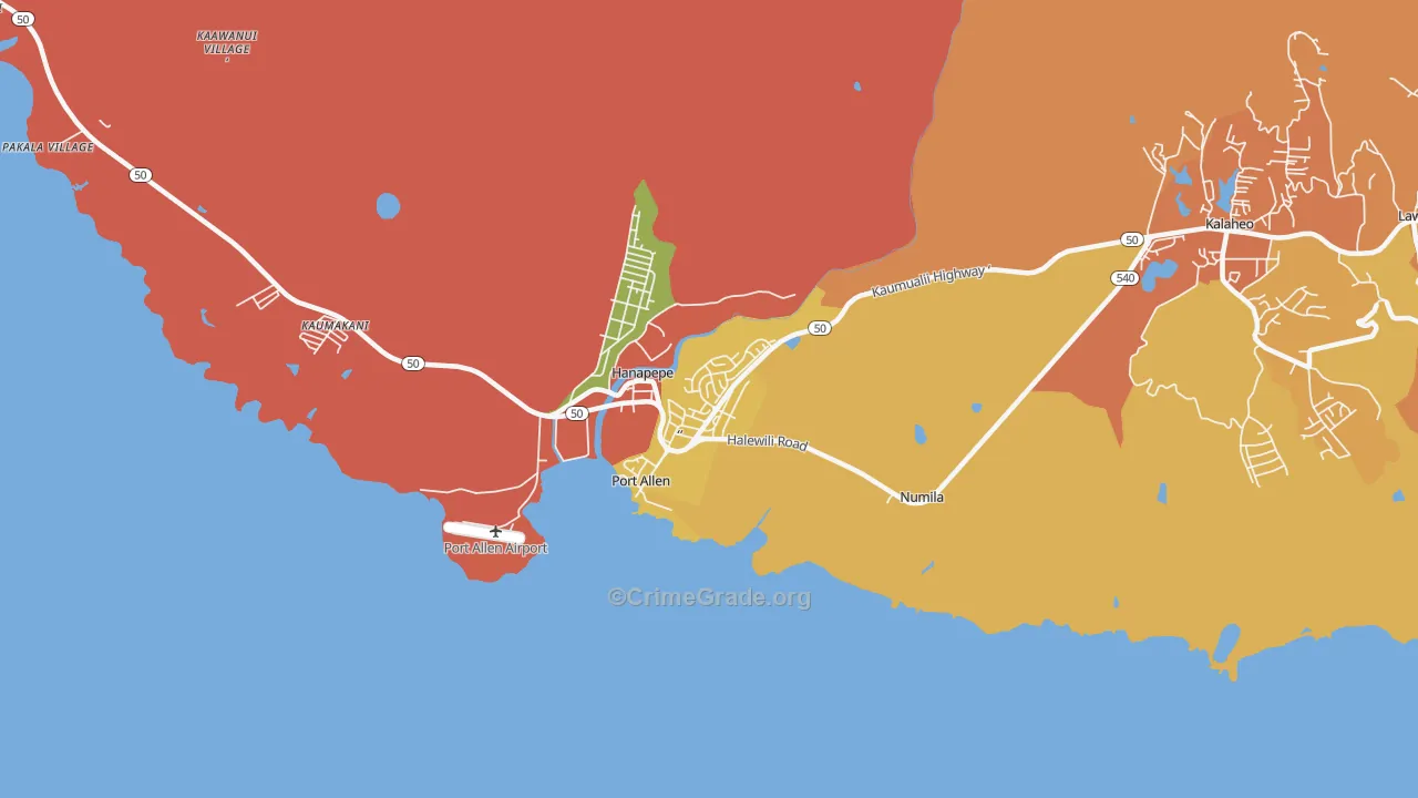 Eleele, HI Map of Burglary Rates