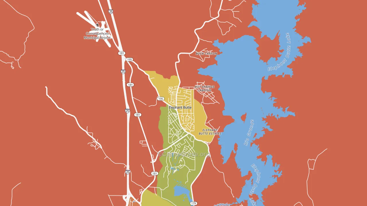 Elephant Butte, NM Map of Burglary Rates