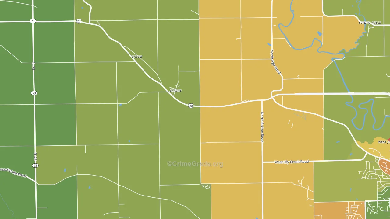 Eleroy, IL Map of Burglary Rates
