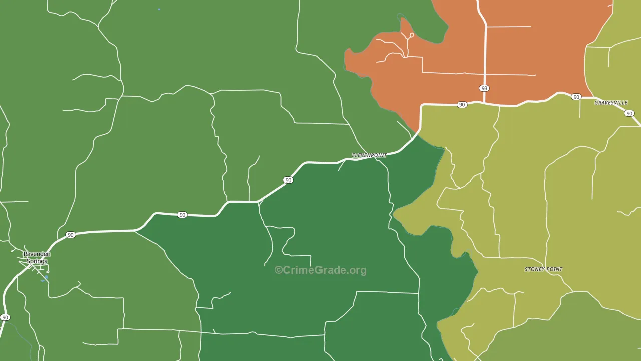 Elevenpoint, AR Map of Burglary Rates
