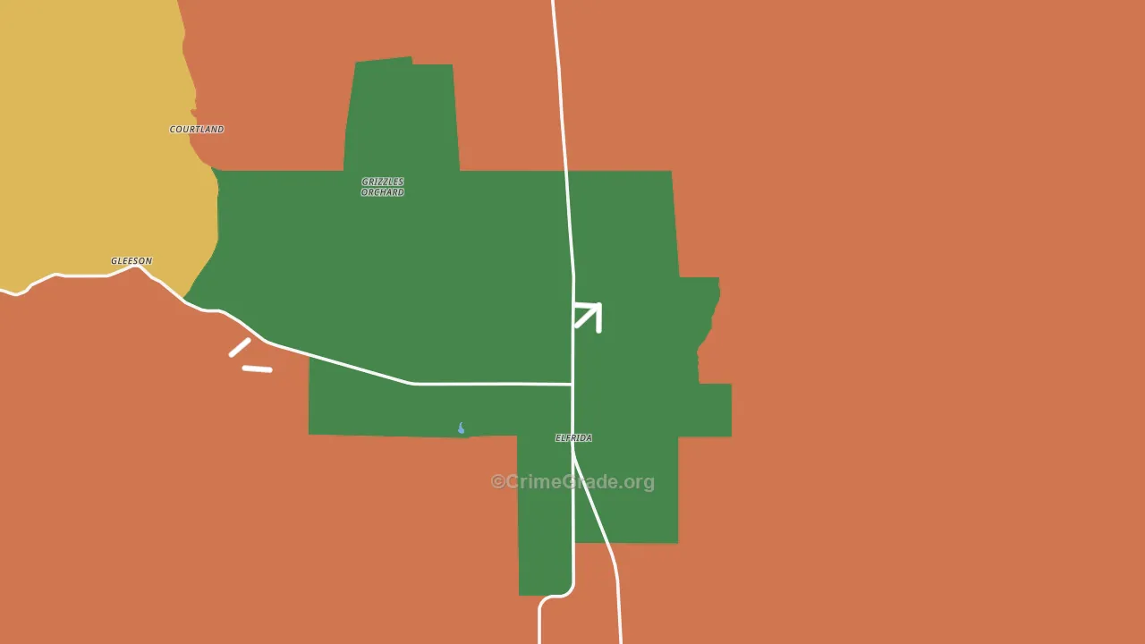 Elfrida, AZ Map of Burglary Rates