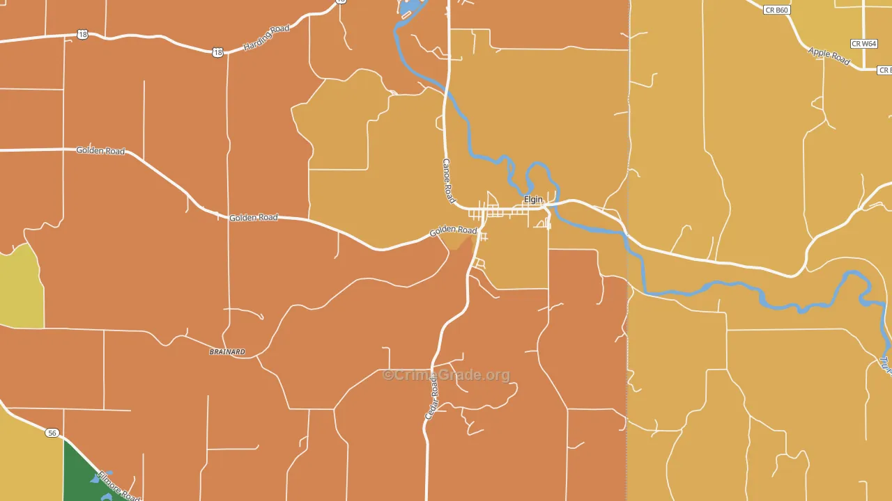 Elgin, IA Map of Burglary Rates