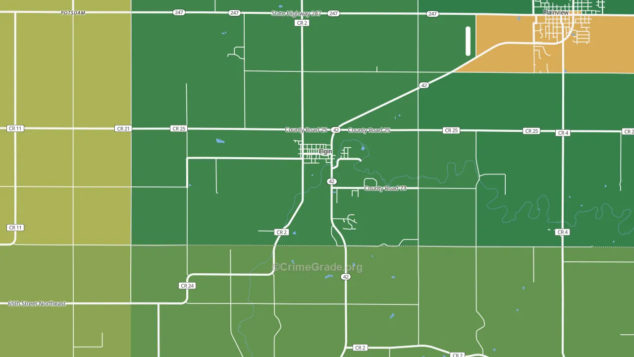 Elgin, MN Map of Burglary Rates