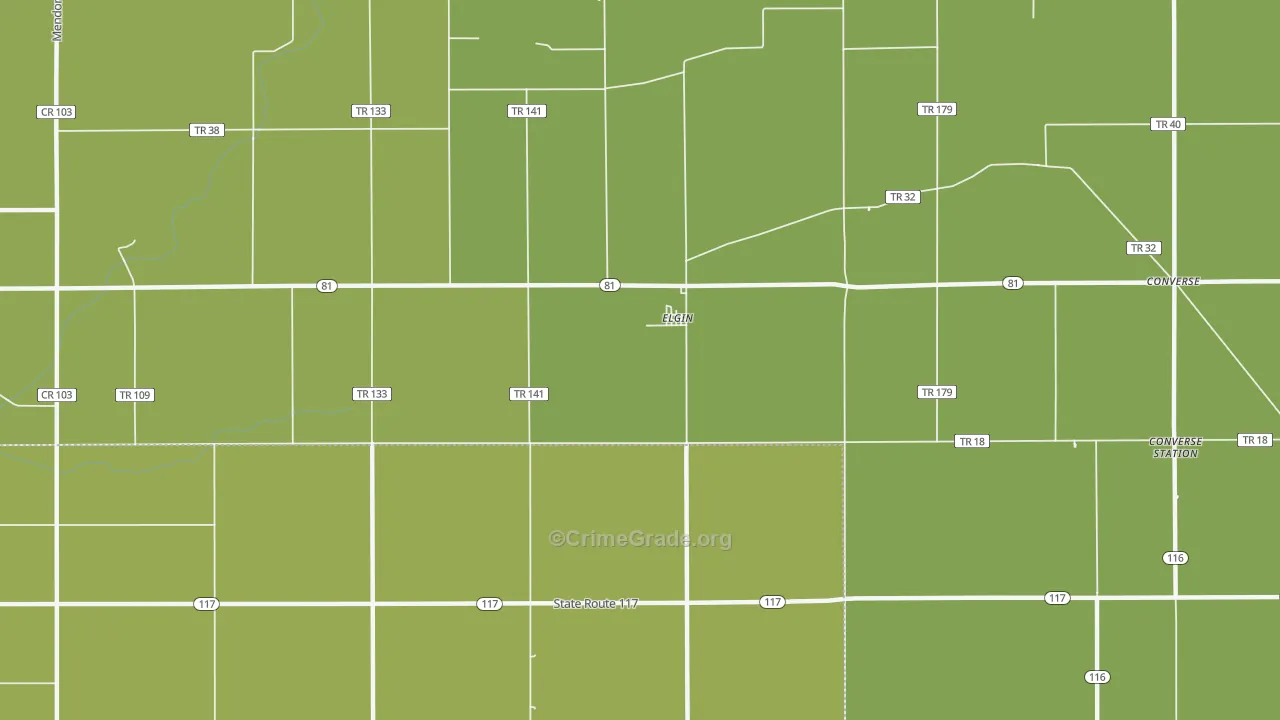 Elgin, OH Map of Burglary Rates