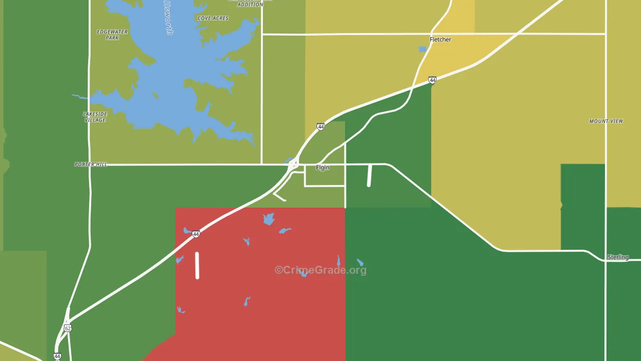 Elgin, OK Map of Burglary Rates