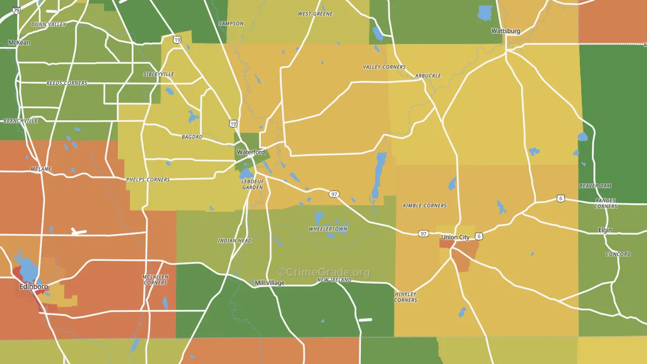 Elgin, PA Map of Burglary Rates