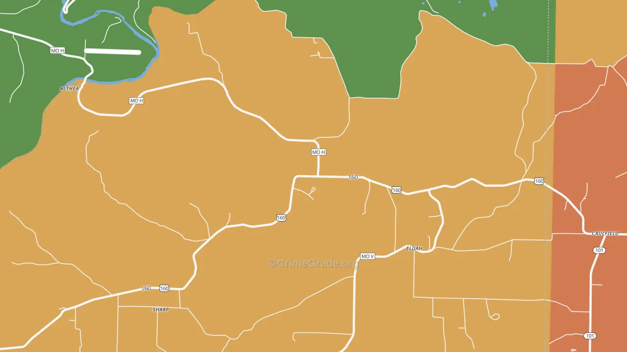 Elijah, MO Map of Burglary Rates