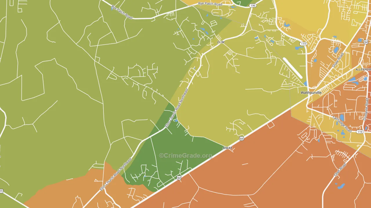 Elim, GA Map of Burglary Rates