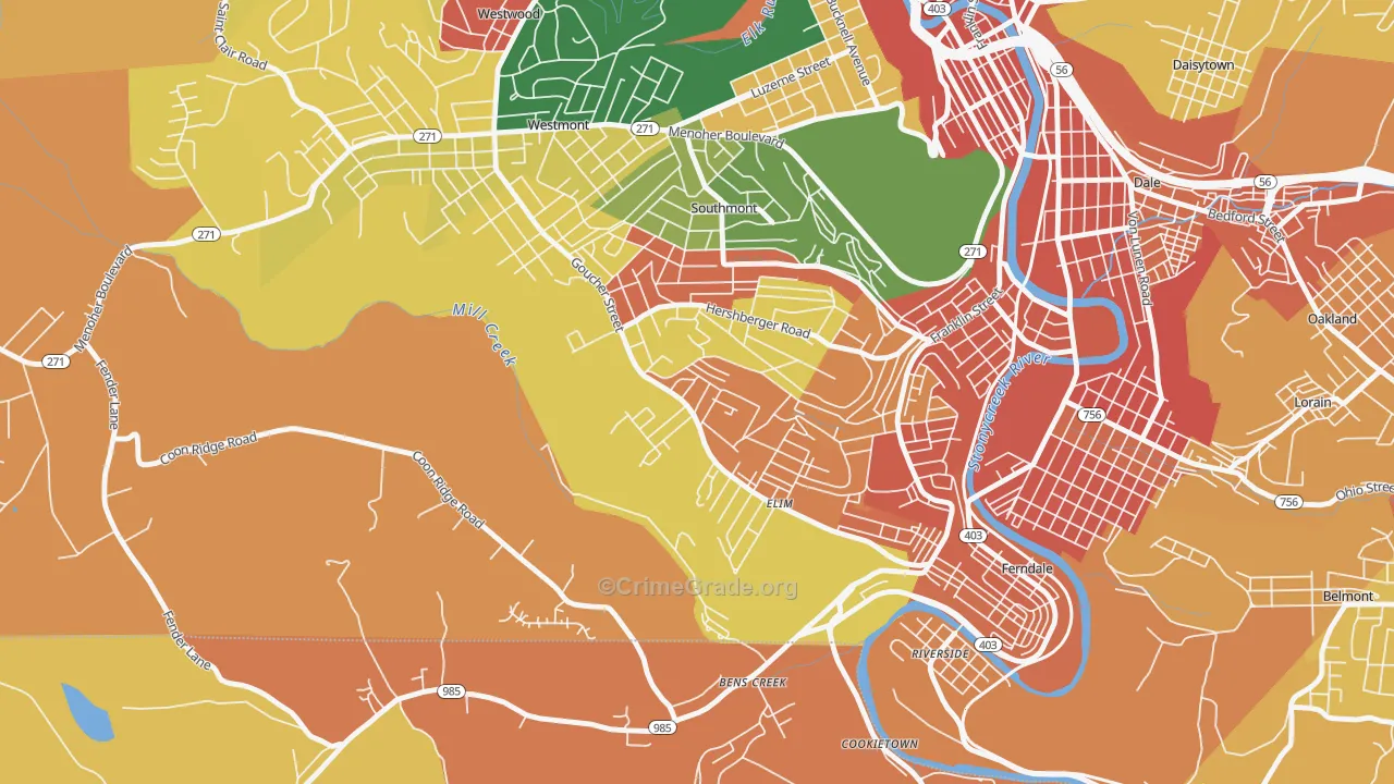 Elim, PA Map of Burglary Rates