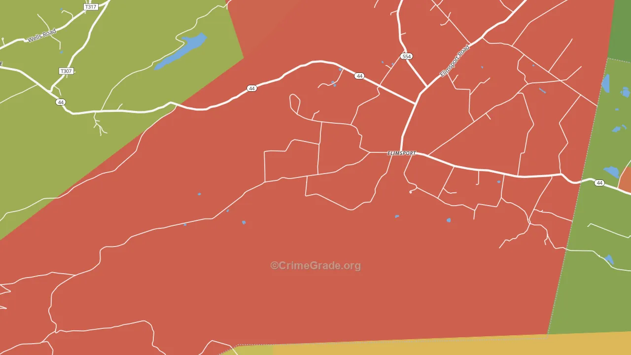 Elimsport, PA Map of Burglary Rates