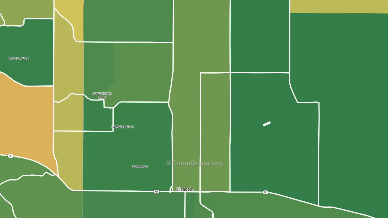 Elizabeth, CO Map of Burglary Rates