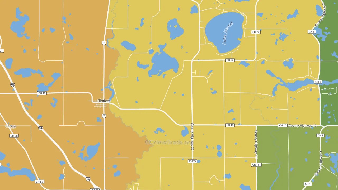 Elizabeth, MN Map of Burglary Rates