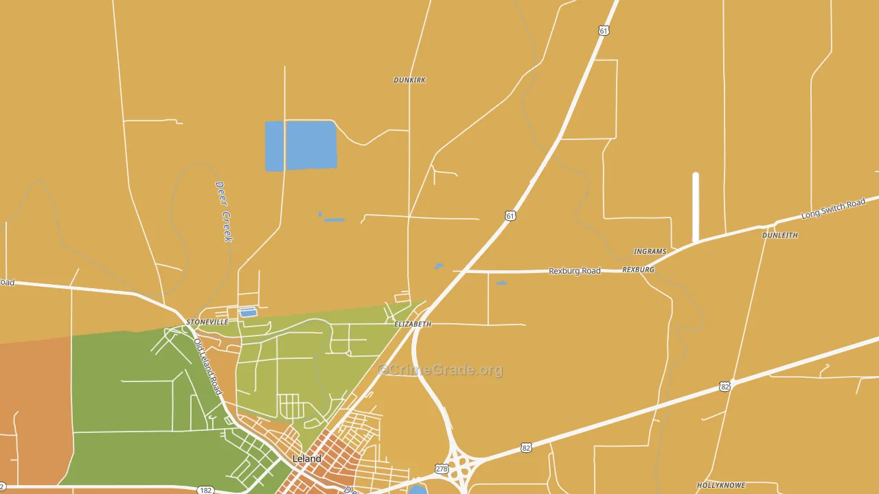 Elizabeth, MS Map of Burglary Rates
