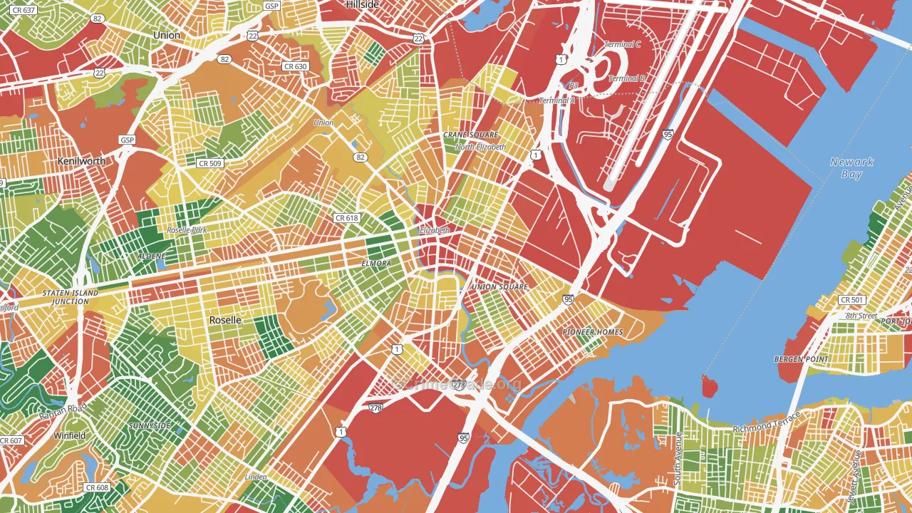 Elizabeth, NJ Map of Burglary Rates