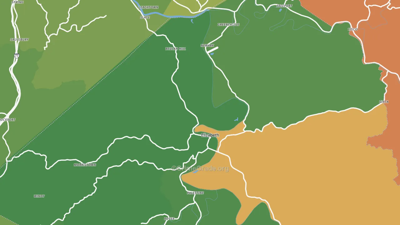 Elizabeth, WV Map of Burglary Rates
