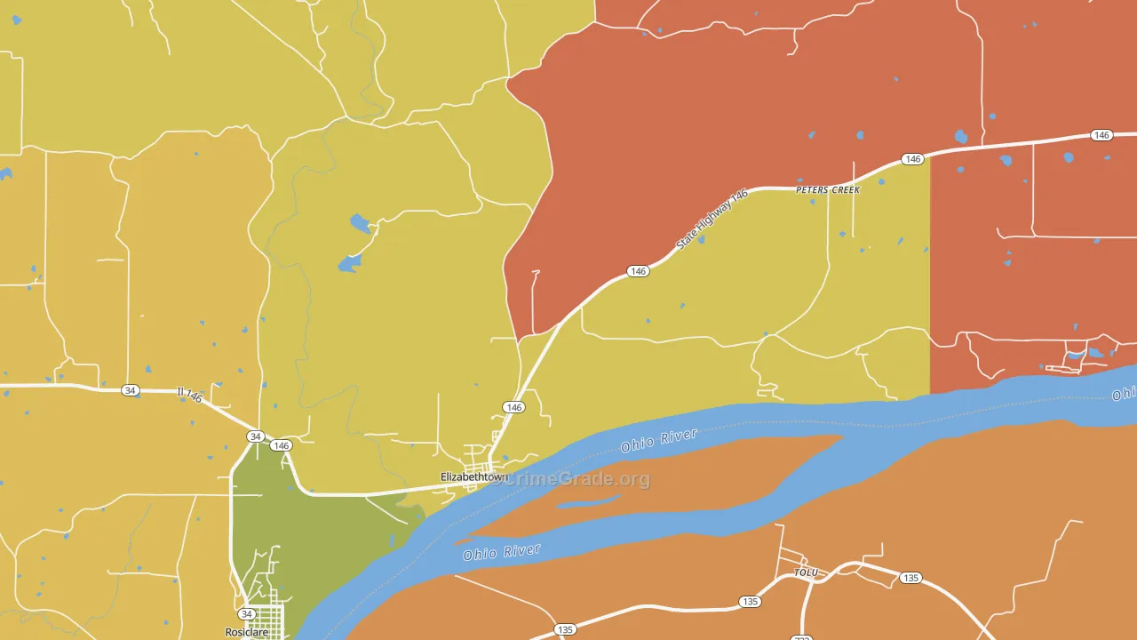 Elizabethtown, IL Map of Burglary Rates