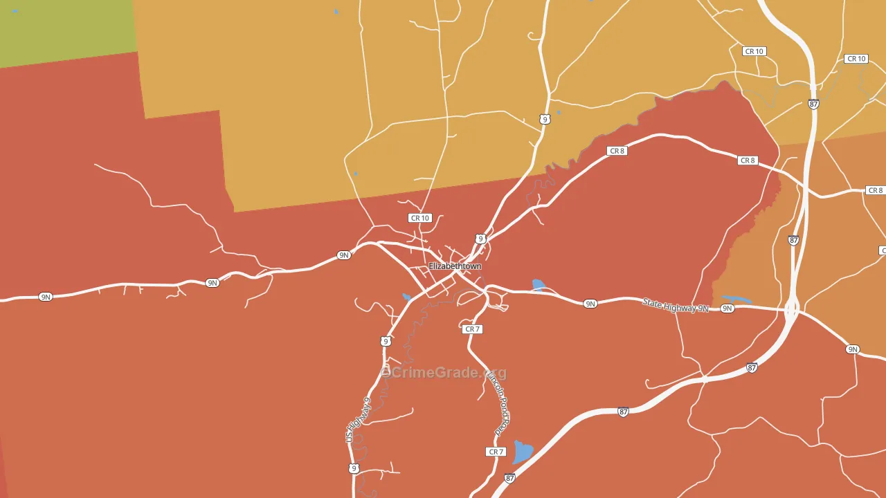 Elizabethtown, NY Map of Burglary Rates