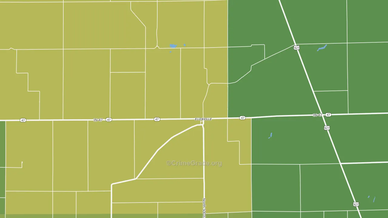 Elizaville, IN Map of Burglary Rates